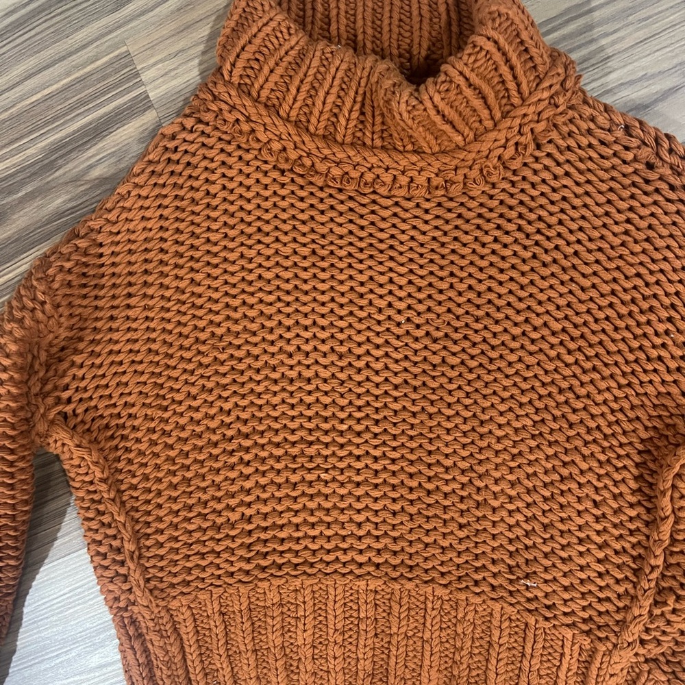 Free People Cozy Knit Turtleneck Sweater - Orange
